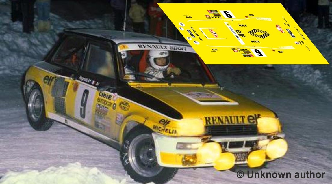 Renault 5 Turbo Rallye Montecarlo 1981 Nº9 Lemansdecals